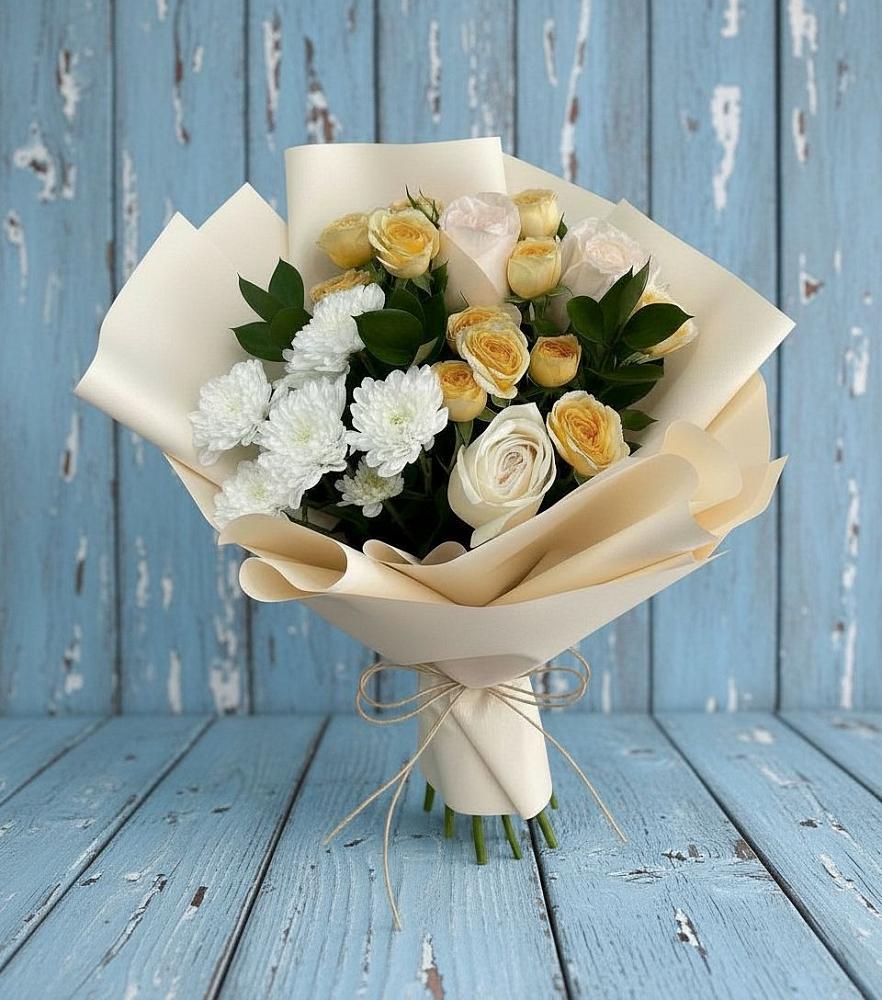 Букет цветов из: Розы и Хризантемы в Калиновке Курской области