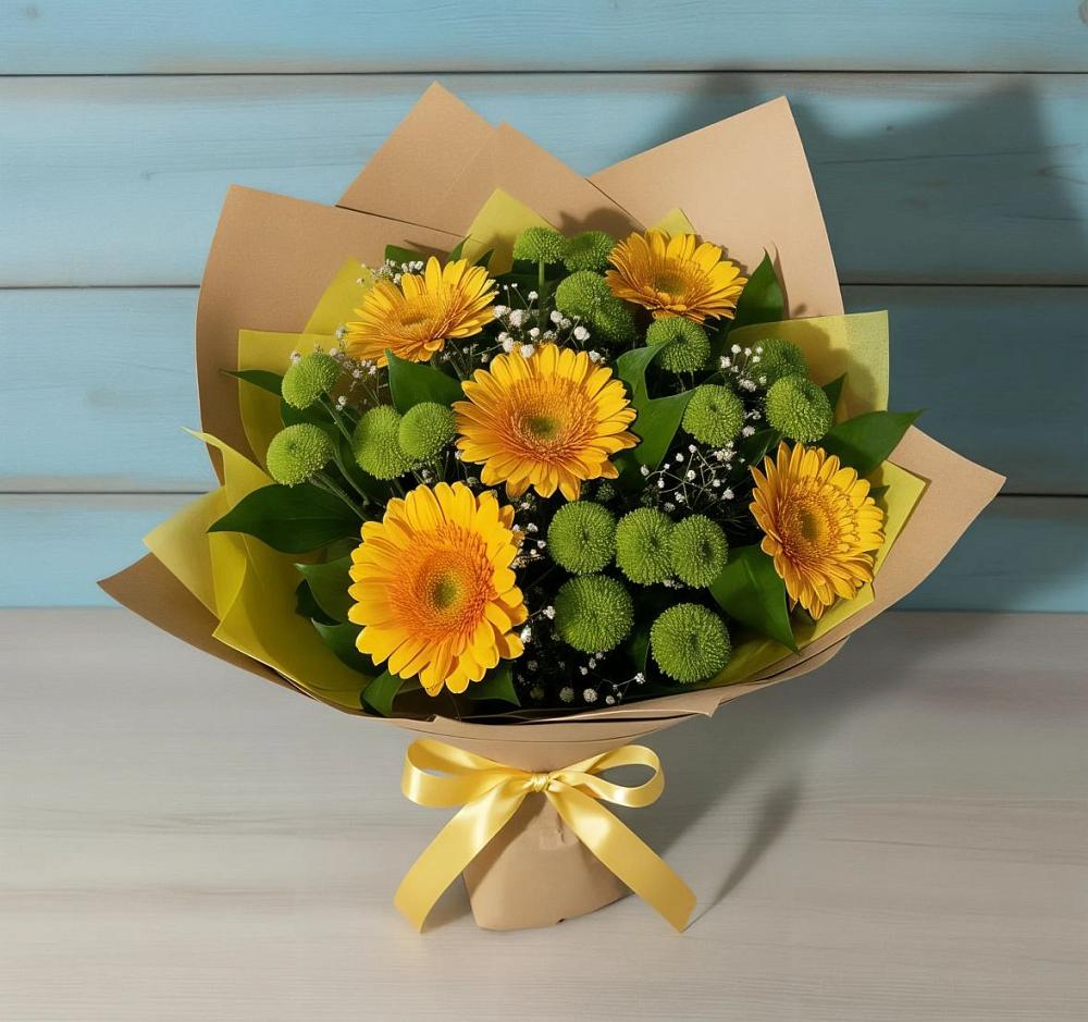 Букет цветов из: Герберы и Хризантемы в Калиновке Курской области