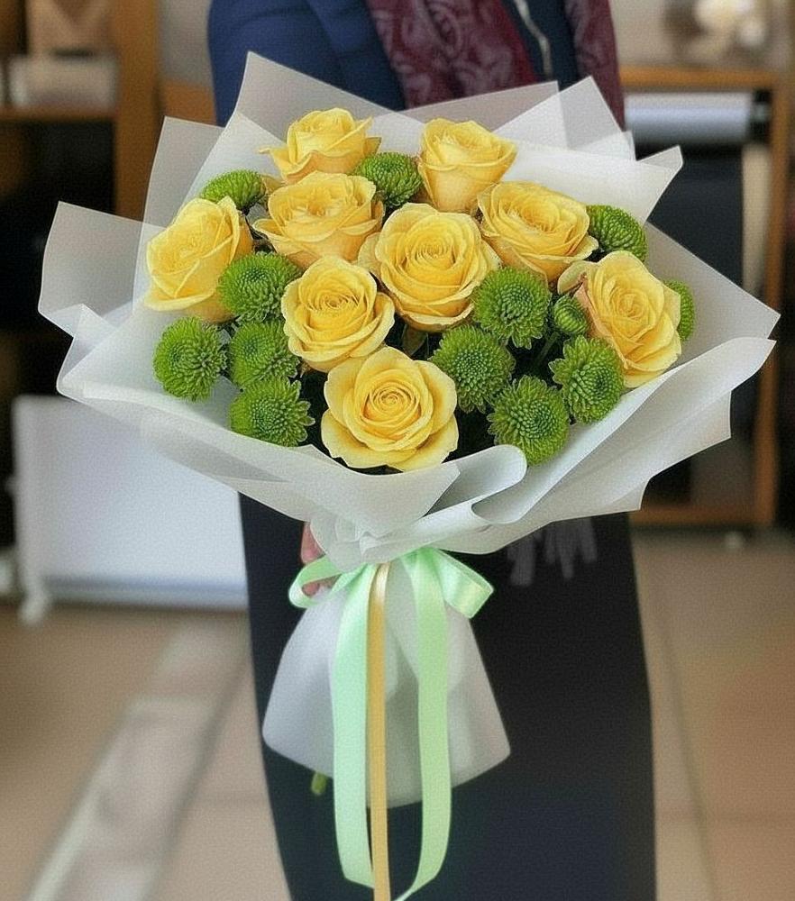 Букет цветов из: Хризантемы и Розы в Калиновке Курской области