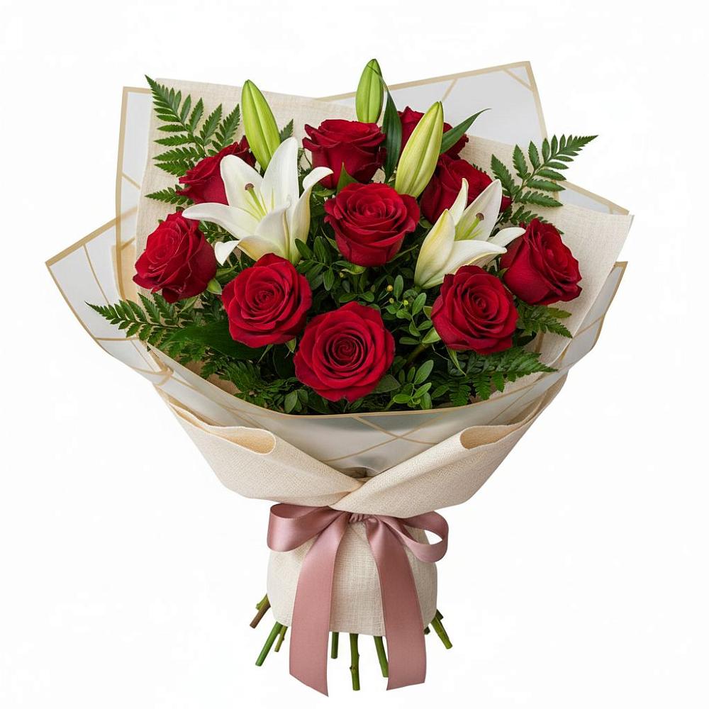 Букет цветов из: Лилии и Розы в Калиновке Курской области