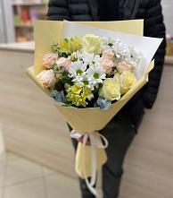Букет цветов из:  Альстромерии, Розы и Хризантемы в Калиновке Курской области