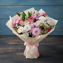 Букет цветов из:  Хризантемы, Альстромерии и Розы в Калиновке Курской области