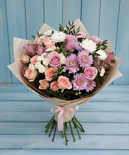 Букет цветов из:  Хризантемы, Розы и Альстромерии #REPLACE_PRED# Калиновке Курской области