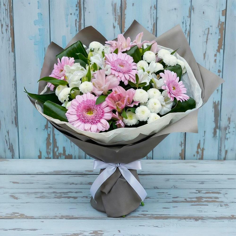 Букет цветов из: Герберы, Альстромерии и Хризантемы в Калиновке Курской области