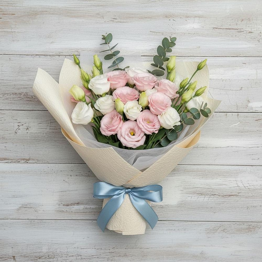 Букет цветов из: Лизиантусы в Калиновке Курской области